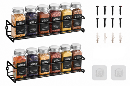 LXUDN Rocneuna 2-Piece Spice Rack Wall Mount No Drilling