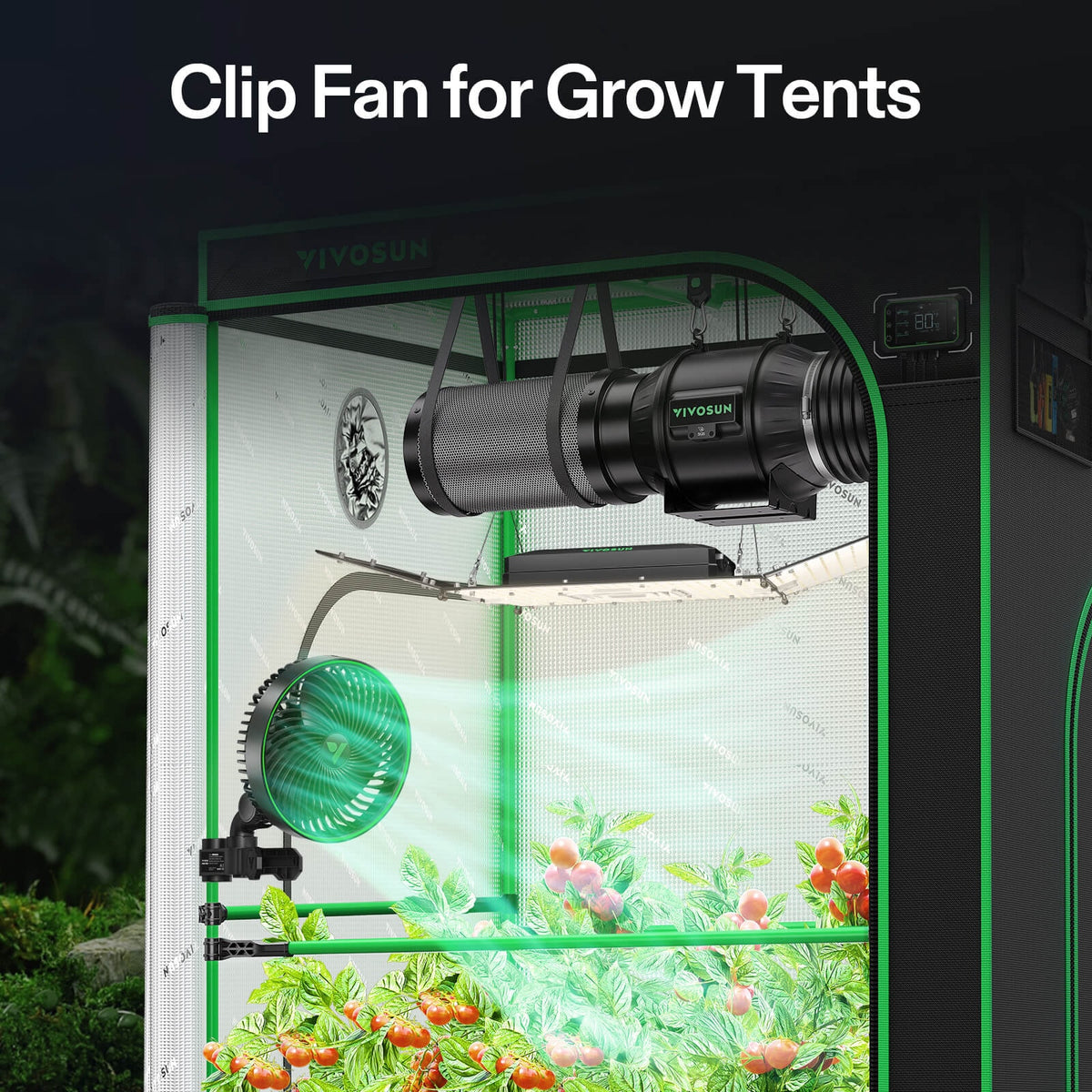 Vivosun AeroWave E6 Gen2 Grow Tent Clip Fan 6" EC Motor Black