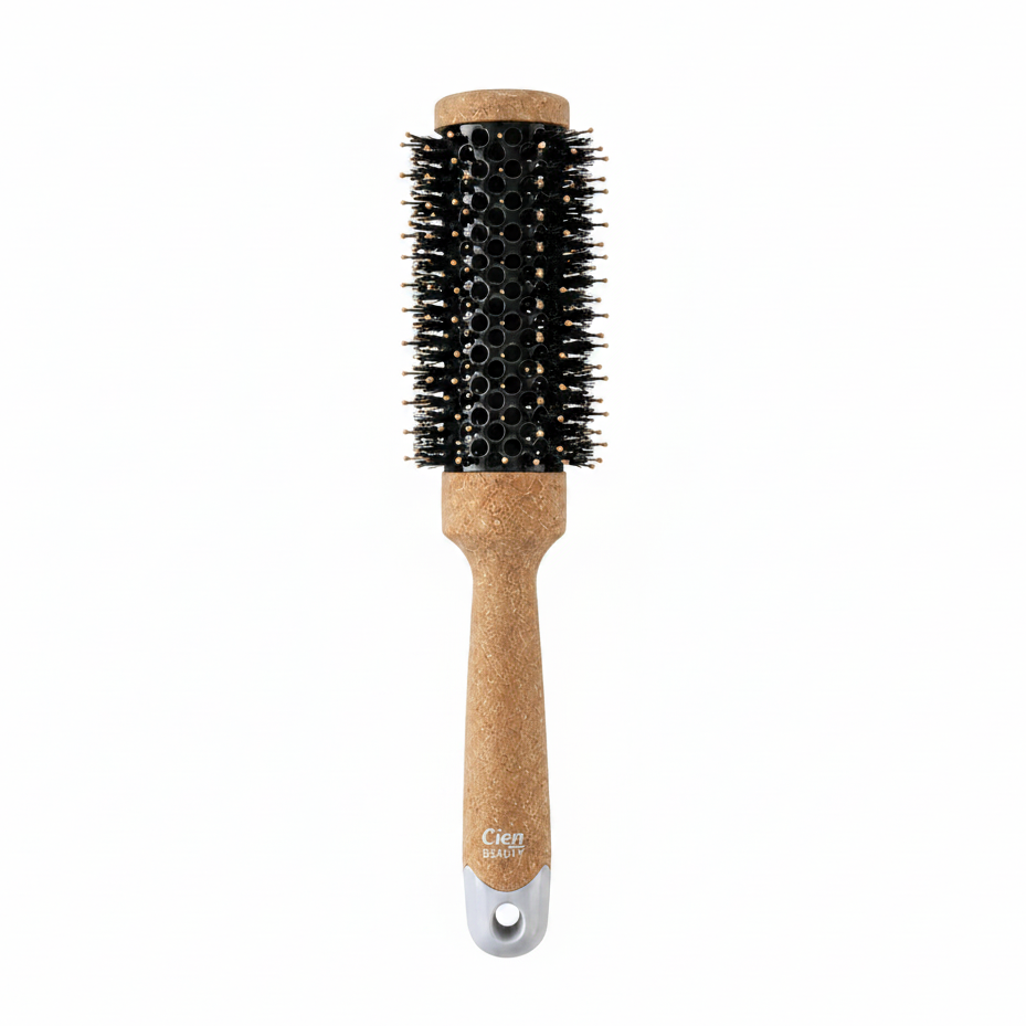Cien Beauty Large Round Cork Hair Brush With Boar Bristles