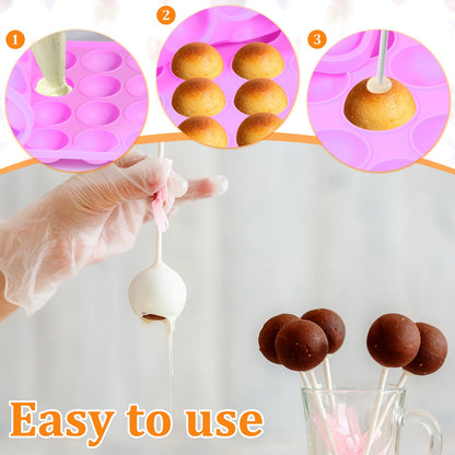 605-Piece Silicone Cake Pop & Lollipop Making Kit with Decorating Tools