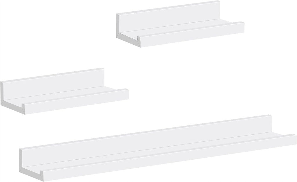 WOLTU Modern White Floating Wall Shelves Set, 3 Piece Display Ledges
