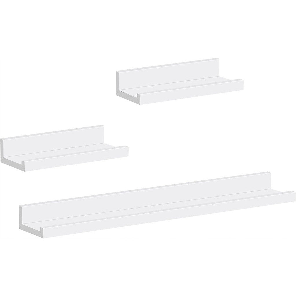 WOLTU Modern White Floating Wall Shelves Set, 3 Piece Display Ledges