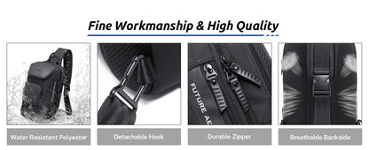 VARLIVOO Men's Waterproof USB Charging Sling Chest Bag for Tech & Travel