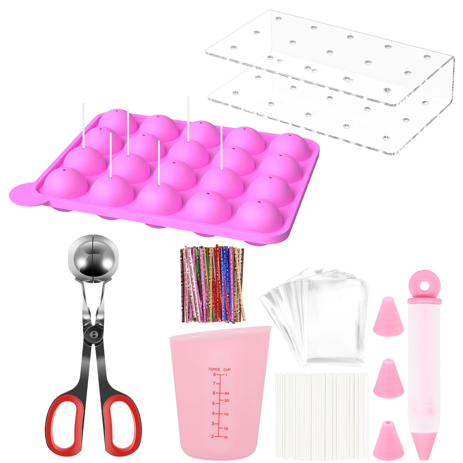 605-Piece Silicone Cake Pop & Lollipop Making Kit with Decorating Tools