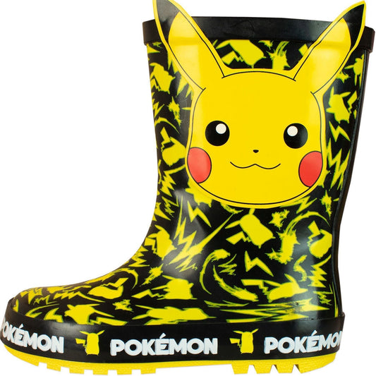 Kids' Pokémon Pikachu Yellow Printed Wellington Boots - Waterproof Rain Footwear