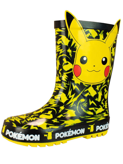 Kids' Pokémon Pikachu Yellow Printed Wellington Boots - Waterproof Rain Footwear