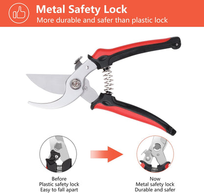Professional Bypass Pruning Shears Set with Stainless Steel Blades