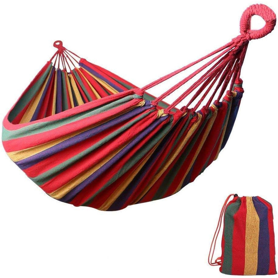 Red Canvas Outdoor Double Hammock – Portable 2‑Person Swing