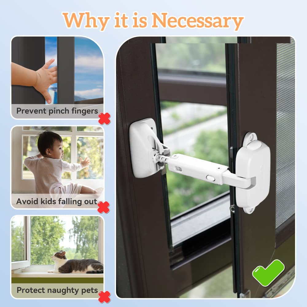 SAFELON Adjustable Window Safety Restrictor – Secure Kids & Pets