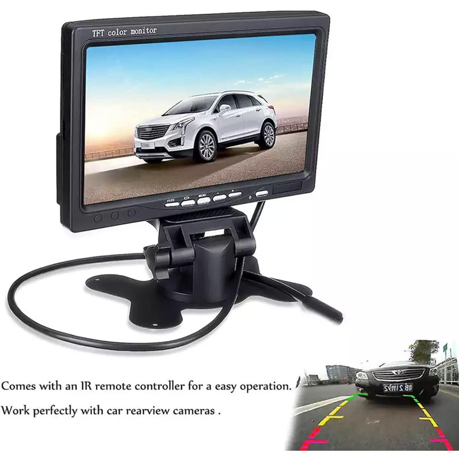 7-inch HD TFT Car Display, 1024x600, AV Input, Integrated Speaker