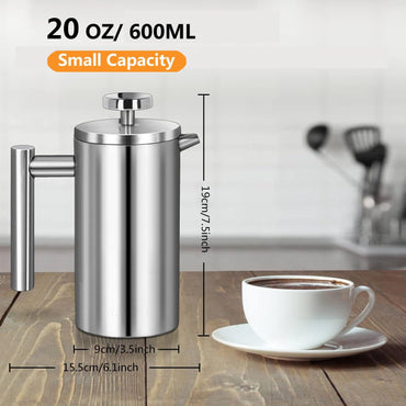 Meelio 600ml Double-Wall Insulated Stainless Steel French Press Coffee Maker