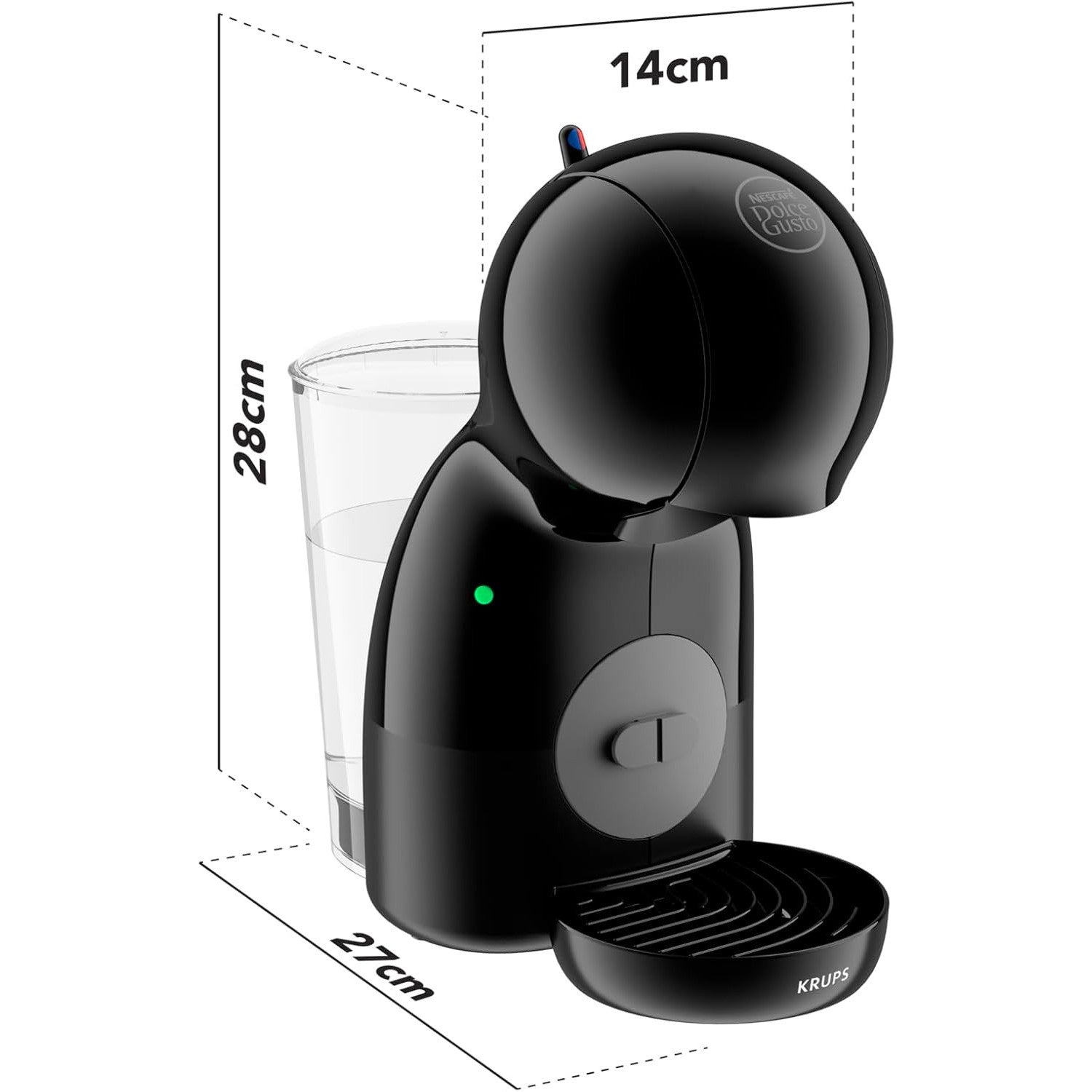 KRUPS Dolce Gusto Small Espresso Machine Compact Black 0.8L
