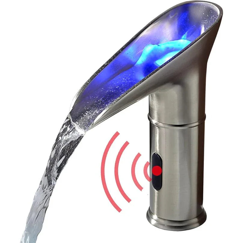 Gangang Brushed Nickel Touchless Waterfall Faucet - Hot & Cold - Gomix Brands Outlet
