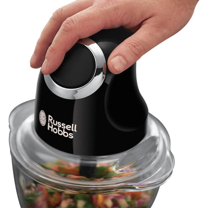 Russell Hobbs Desire Mini Chopper – Matte Black 1L Glass Bowl, 200W Power