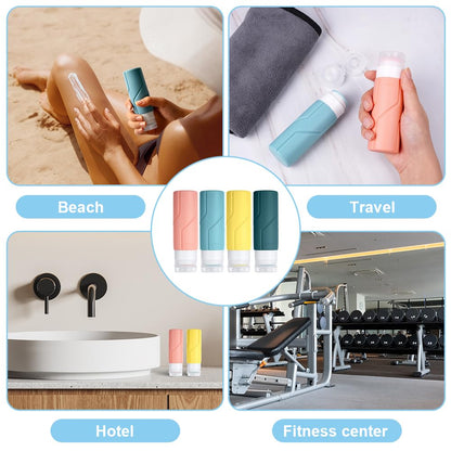 OSDUE Silicone Travel Bottles 4-Pack 100ml Leak-Proof Refillable