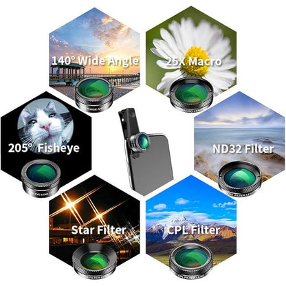 APEXEL 6in1 Clip on Phone Lens Kit lens