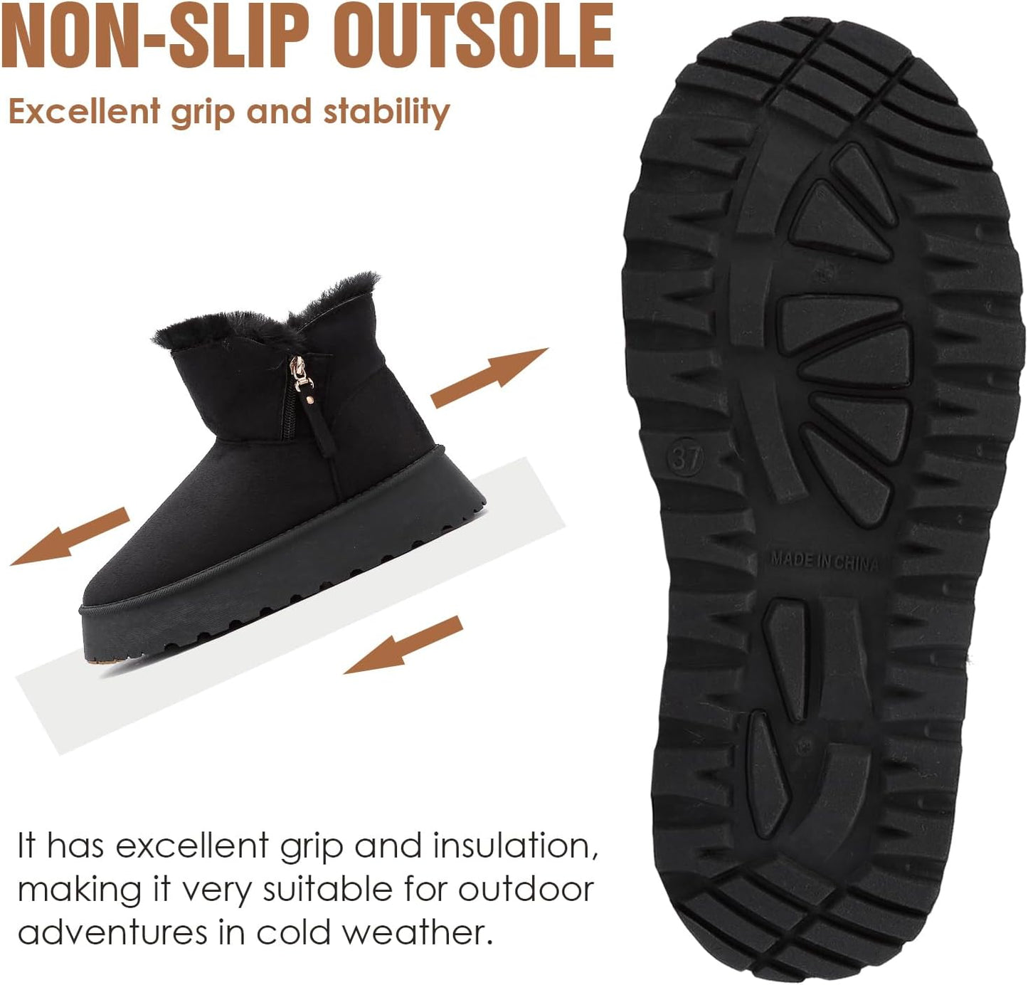 Women's Suede Mini Platform Boots – Cozy Fur‑Lined Snow Slippers