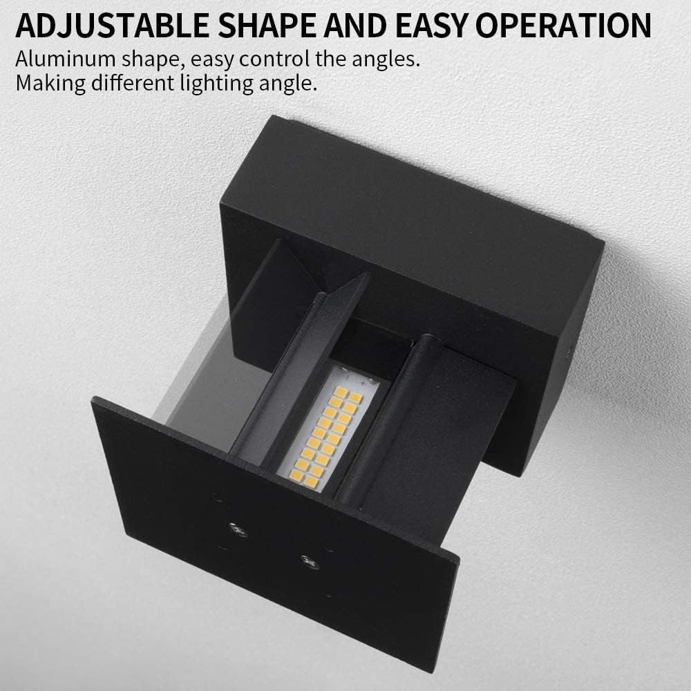 DAWALIGHT 12W LED Square Wall Lamp Set 2-Piece Black Adjustable