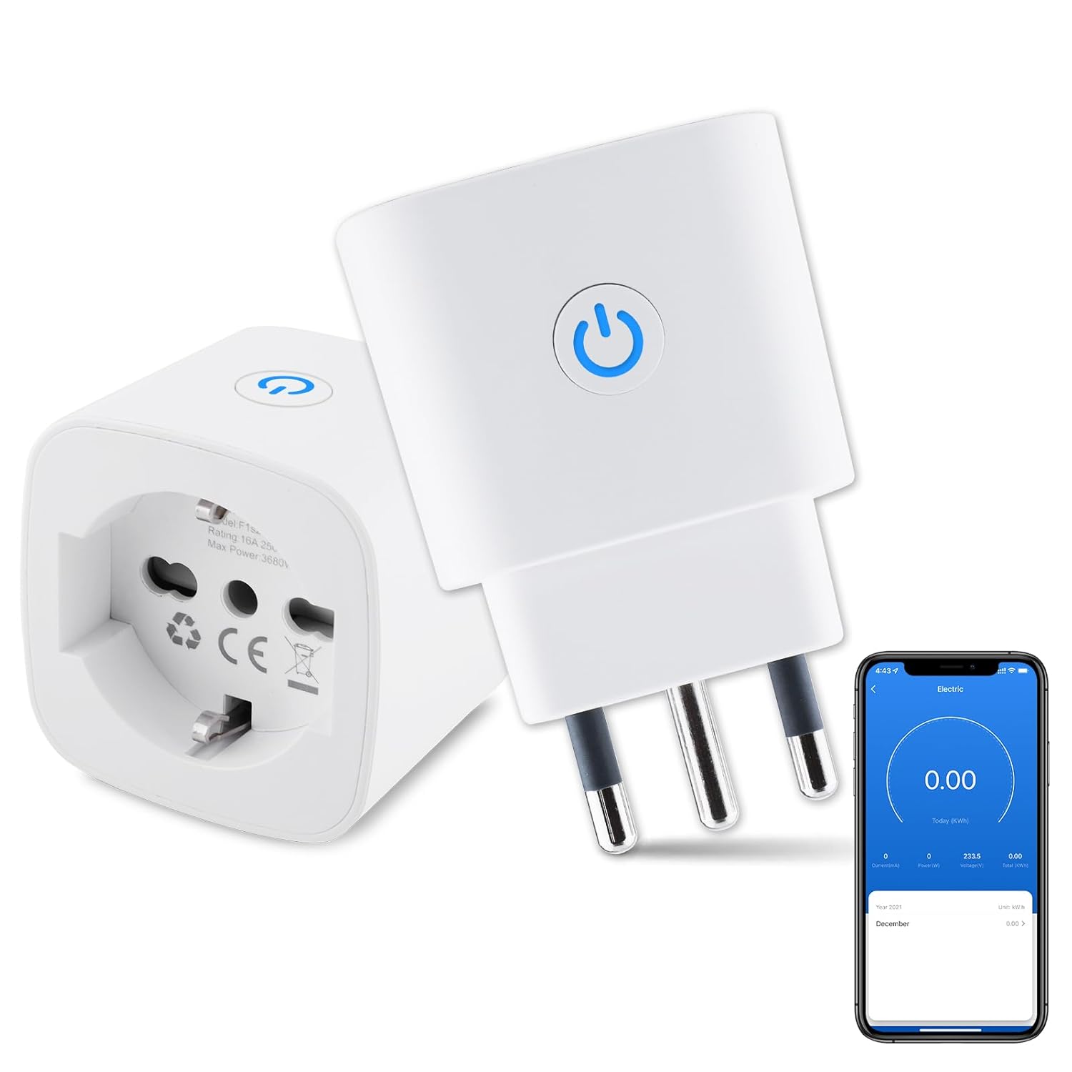 16A WiFi Energy-Monitoring Smart Plug, Alexa & Google, 2-Pack