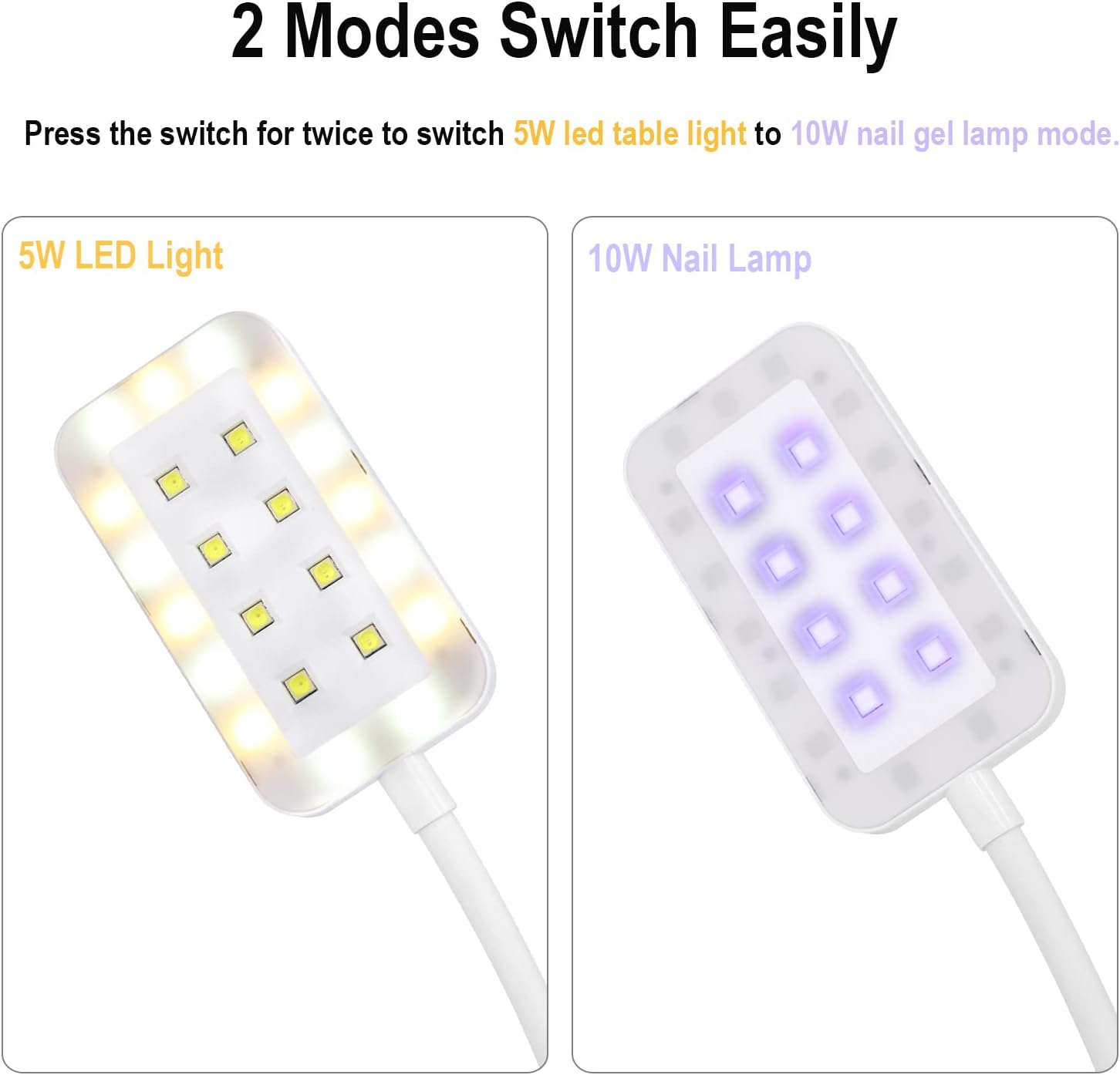 2-in-1 LED UV Nail Lamp with Flexible Gooseneck Clip