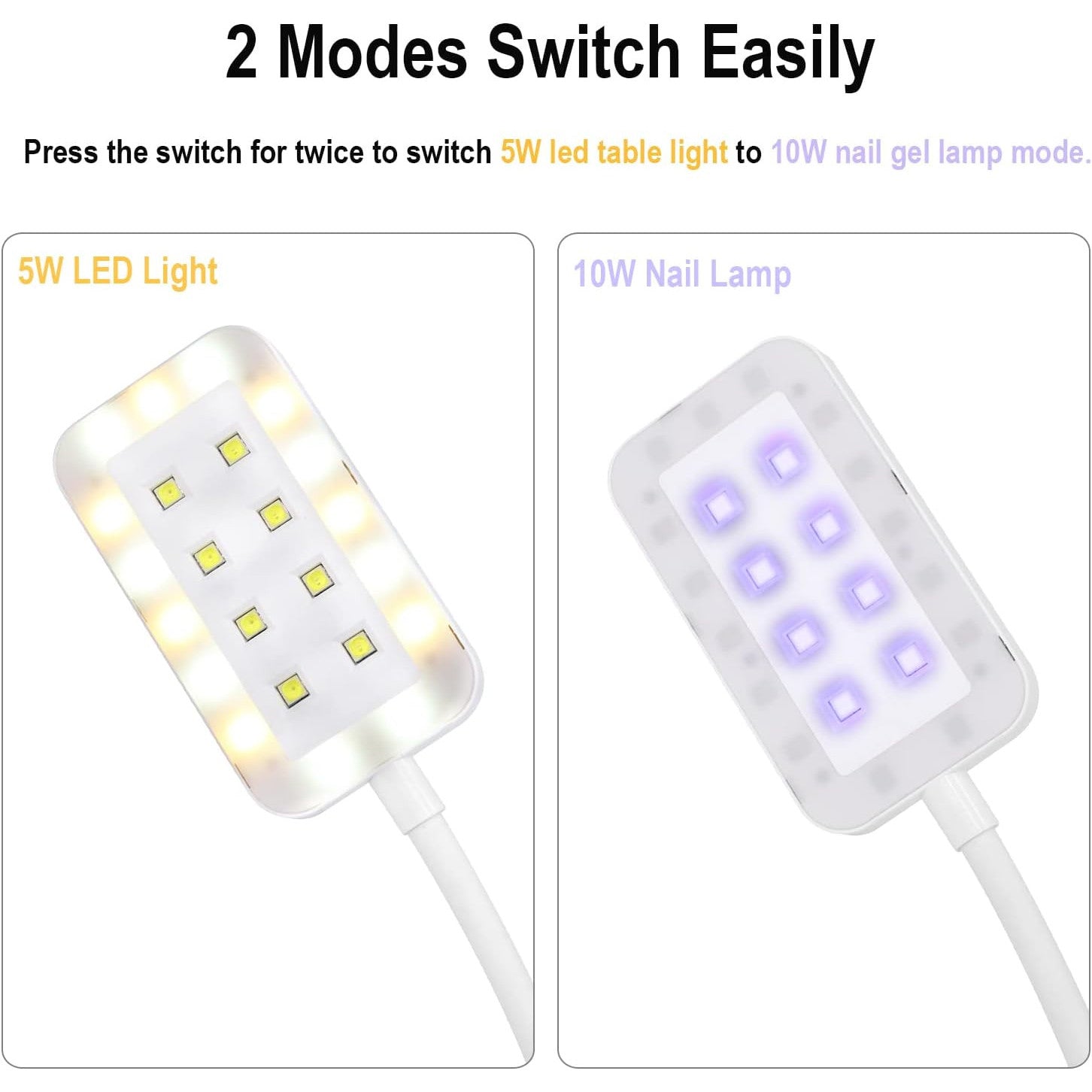 2-in-1 LED UV Nail Lamp with Flexible Gooseneck Clip