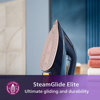 Philips Azur 8000 Series Steam Iron: 3000W, OptimalTEMP, SteamGlide Elite, Light Blue