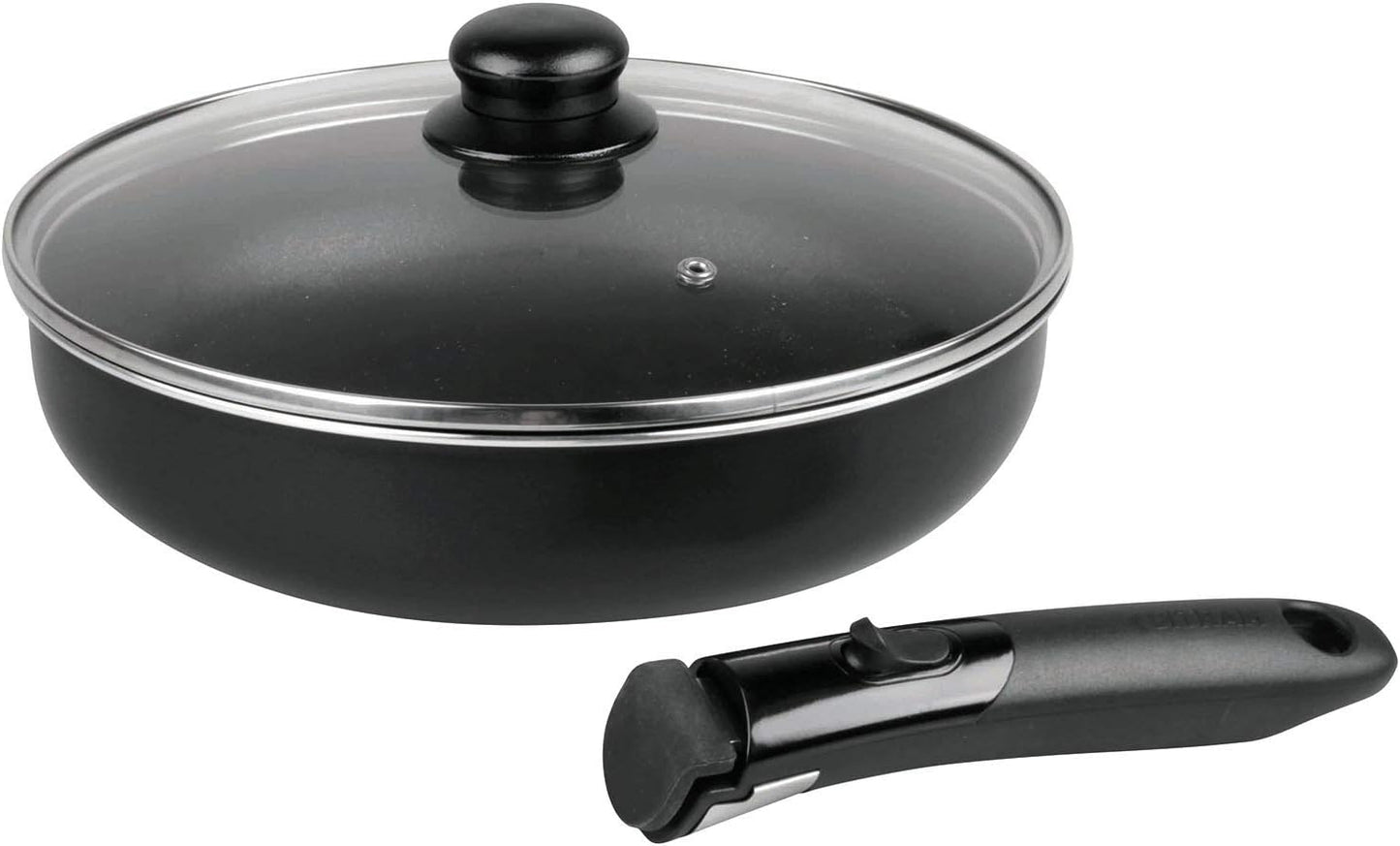 Sitram Aluminium Frying Pan with Removable Handle and Glass Lid