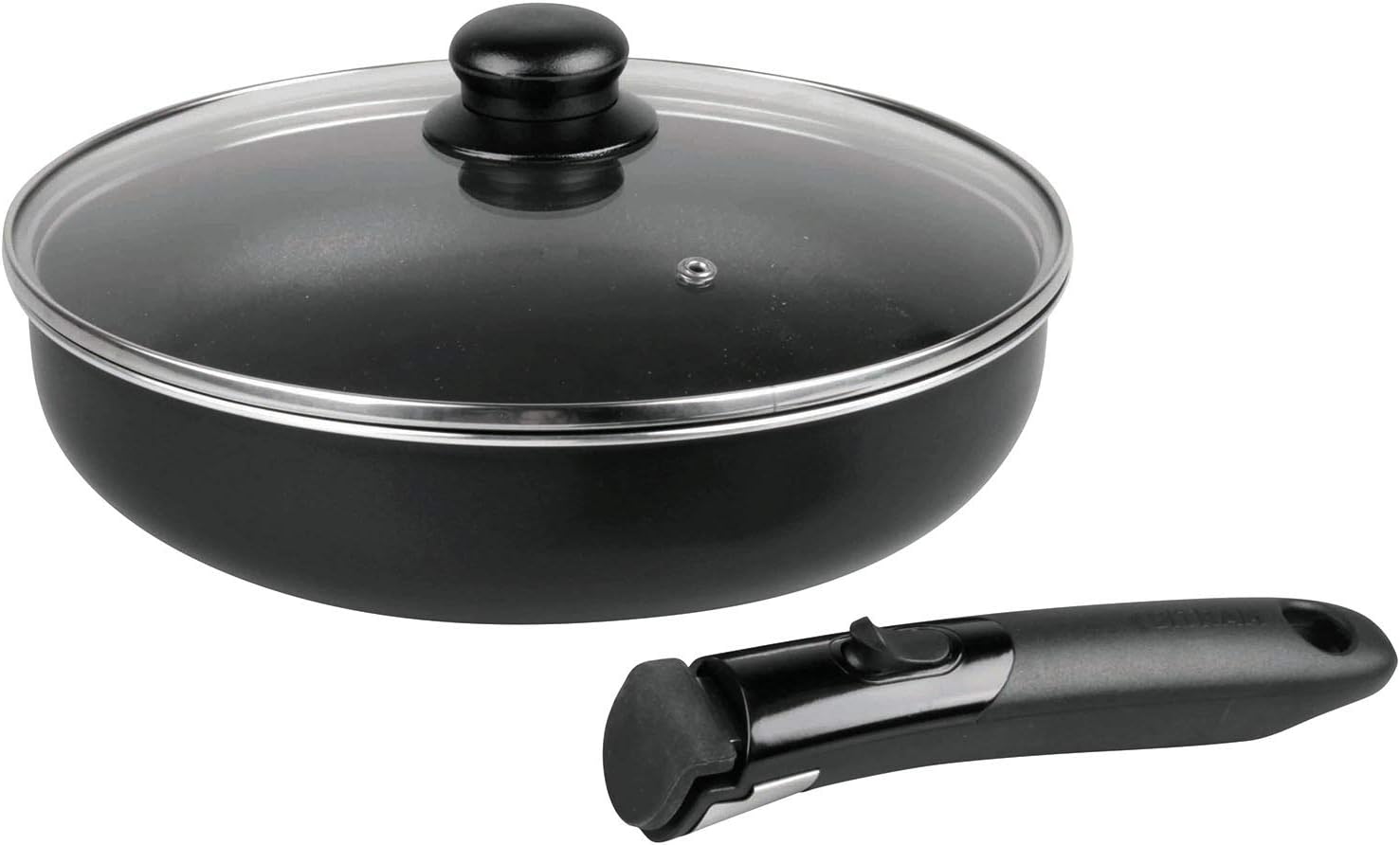 Sitram Aluminium Frying Pan with Removable Handle and Glass Lid