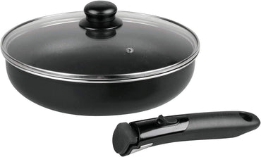 Sitram Aluminium Frying Pan with Removable Handle and Glass Lid