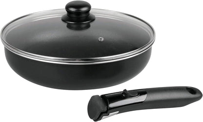 Sitram Aluminium Frying Pan with Removable Handle and Glass Lid