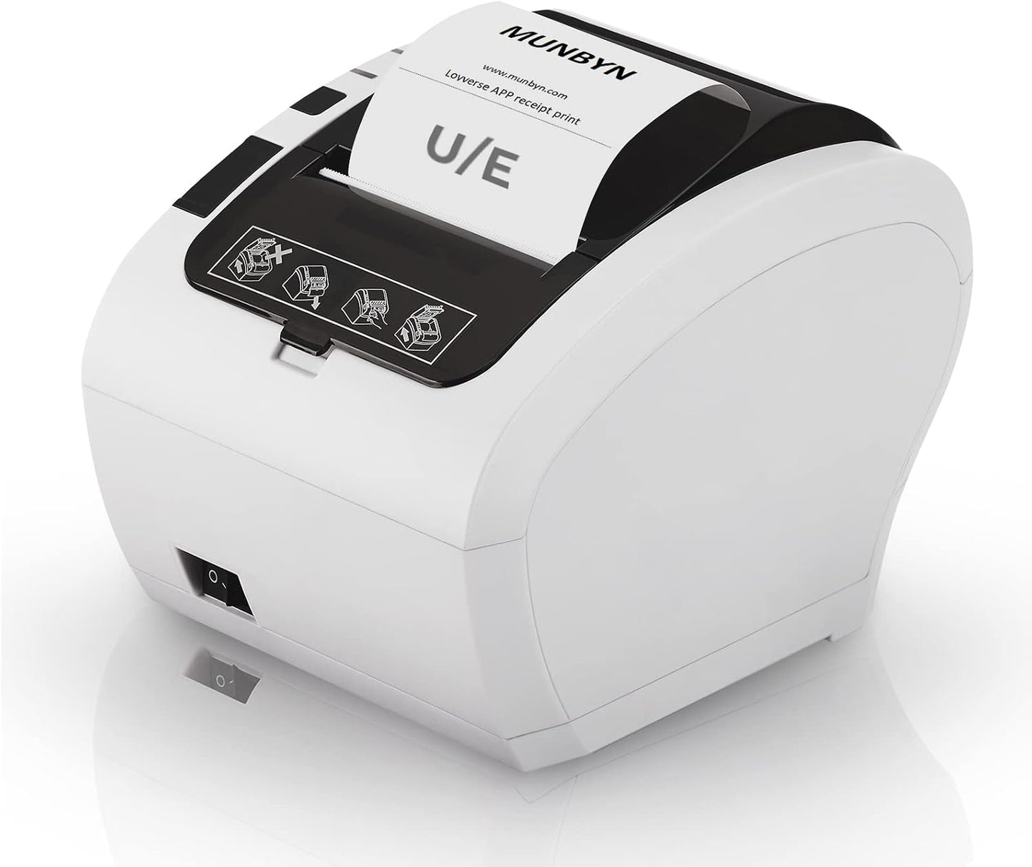 MUNBYN Thermal Receipt Printer 80mm POS Printer USB Ethernet Auto-Cutter Wall Mount ESC/POS ITPP047