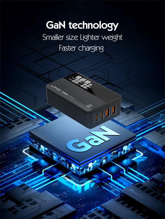 LDNIO A4809C 100W GaN 4-Port USB C Wall Charger with PD3.0 QC4.0 Multiport PPS Fast Charging Station Black