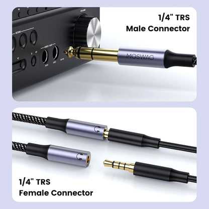 MOSWAG 1/4-inch TRS to Dual 1/8-inch Female Y Cable