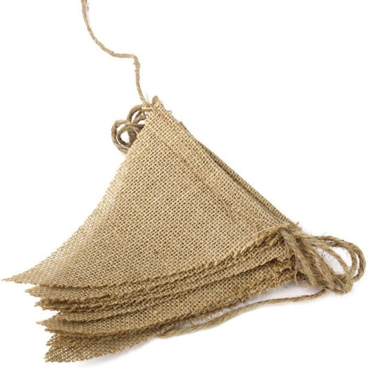 12‑Piece Rustic Burlap Triangle Bunting Set
