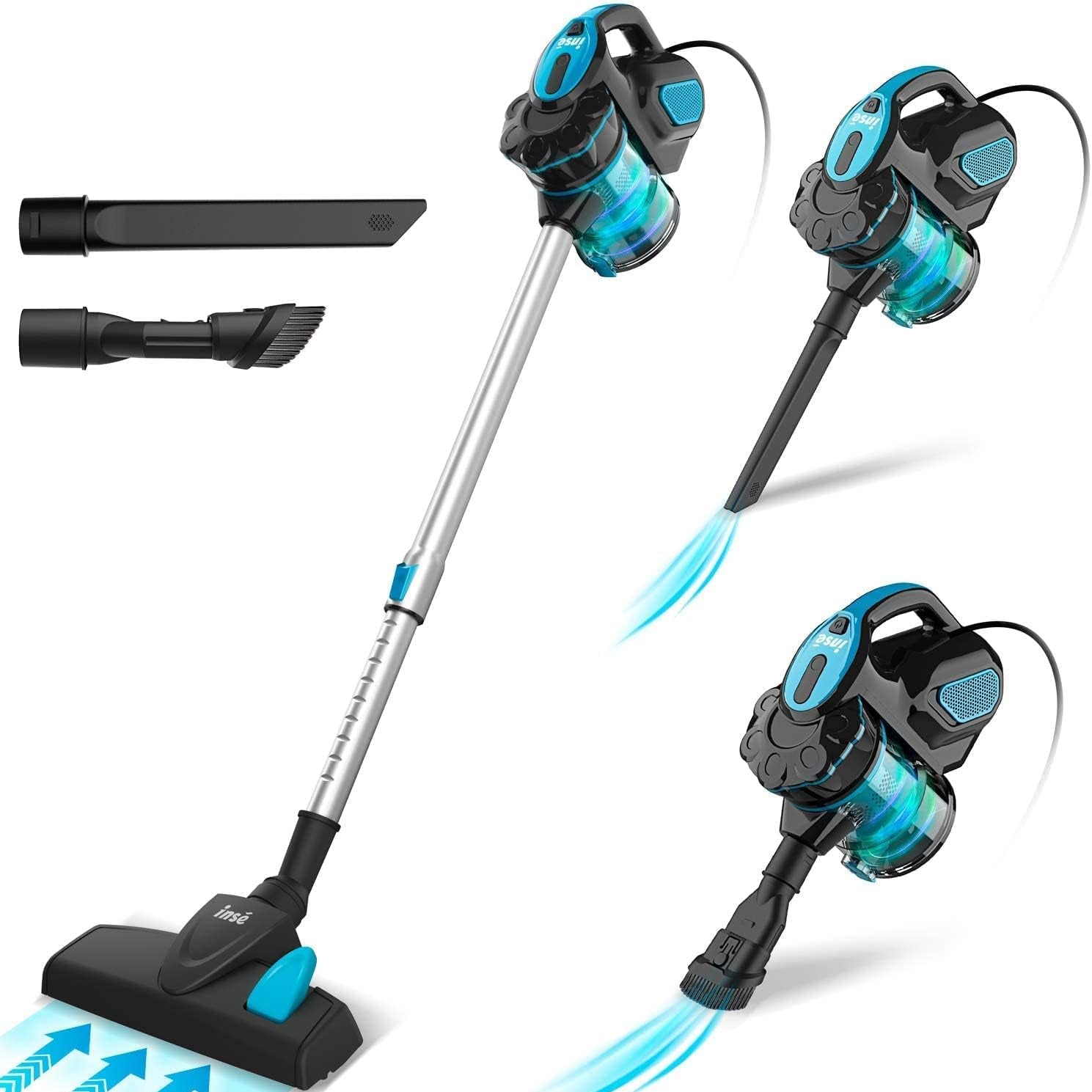 INSE I5 600 W Corded Stick Vacuum Cleaner 18 kPa Suction 6 m Cable Blue