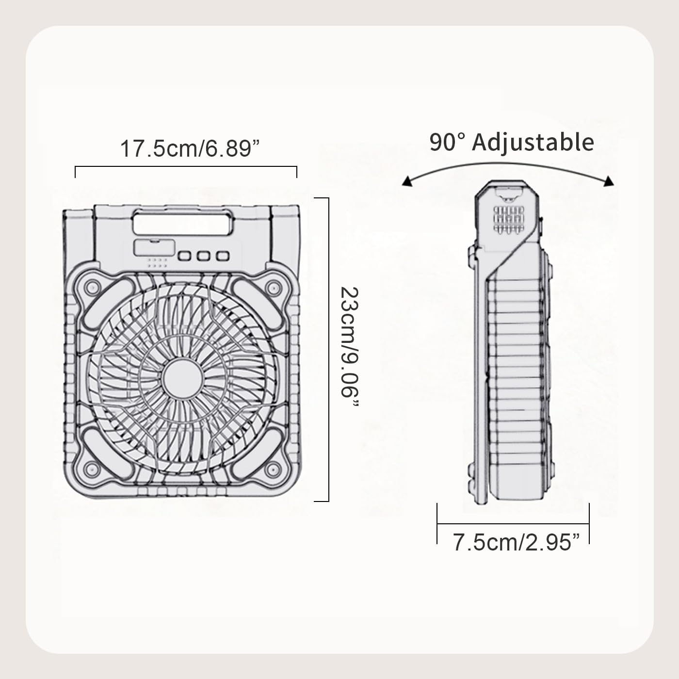 Alokrupswam SF-1 Solar Camping Fan with Phone Charger and LED Light