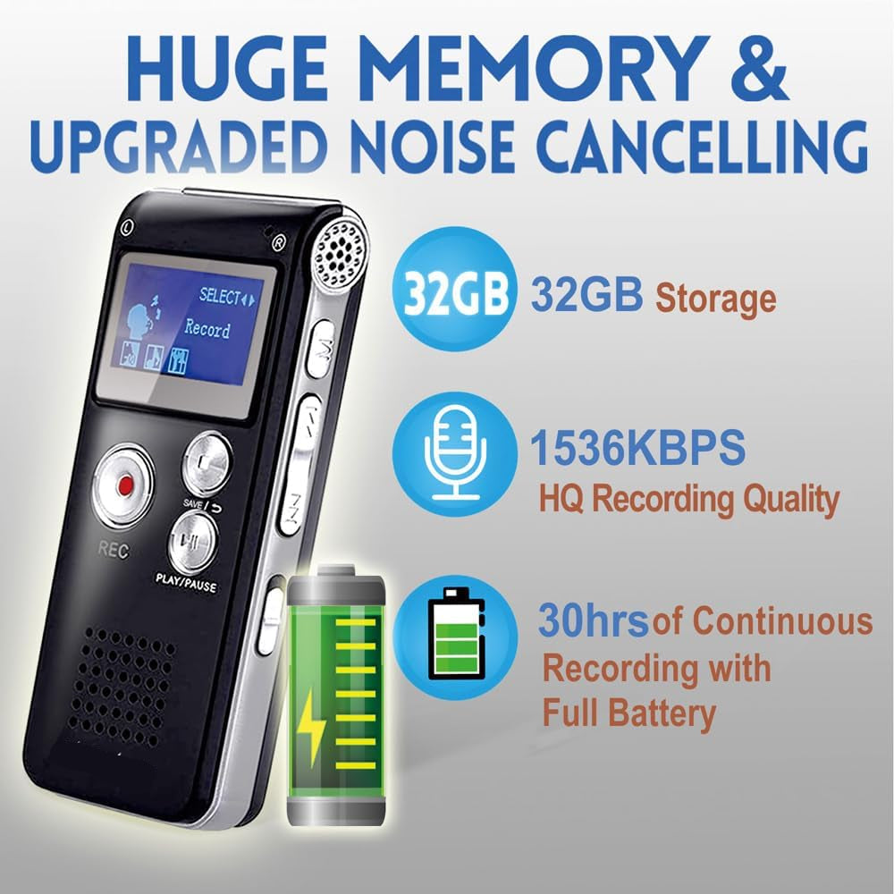 ELEKHOMI M2 32GB Digital Voice Recorder