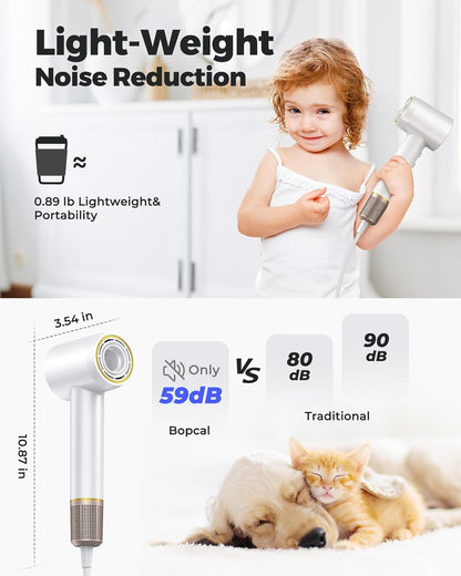 Bopcal Ionic Hair Dryer with High Speed Brushless Motor