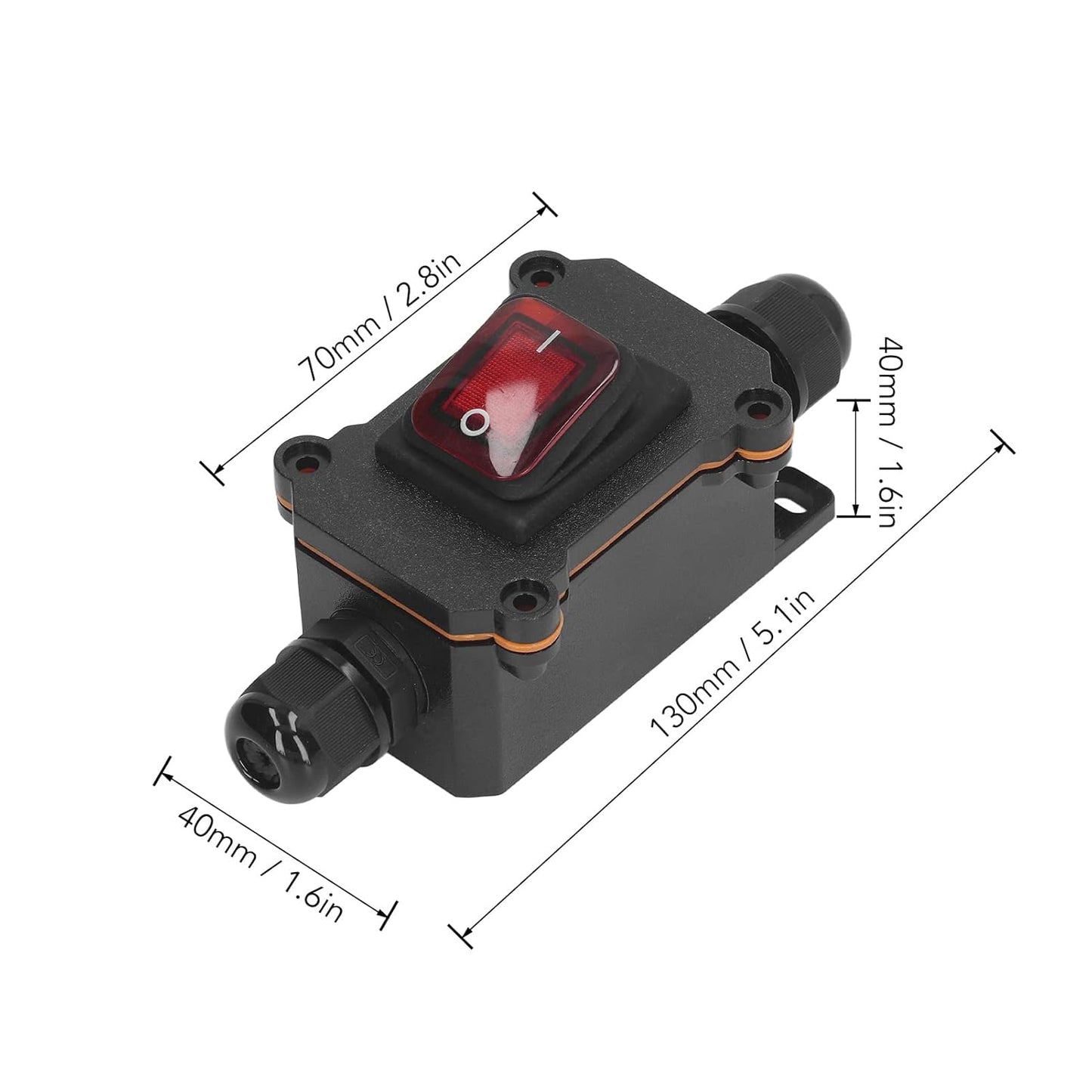 Jaerb Red Waterproof 12V 25A Inline Toggle Switch