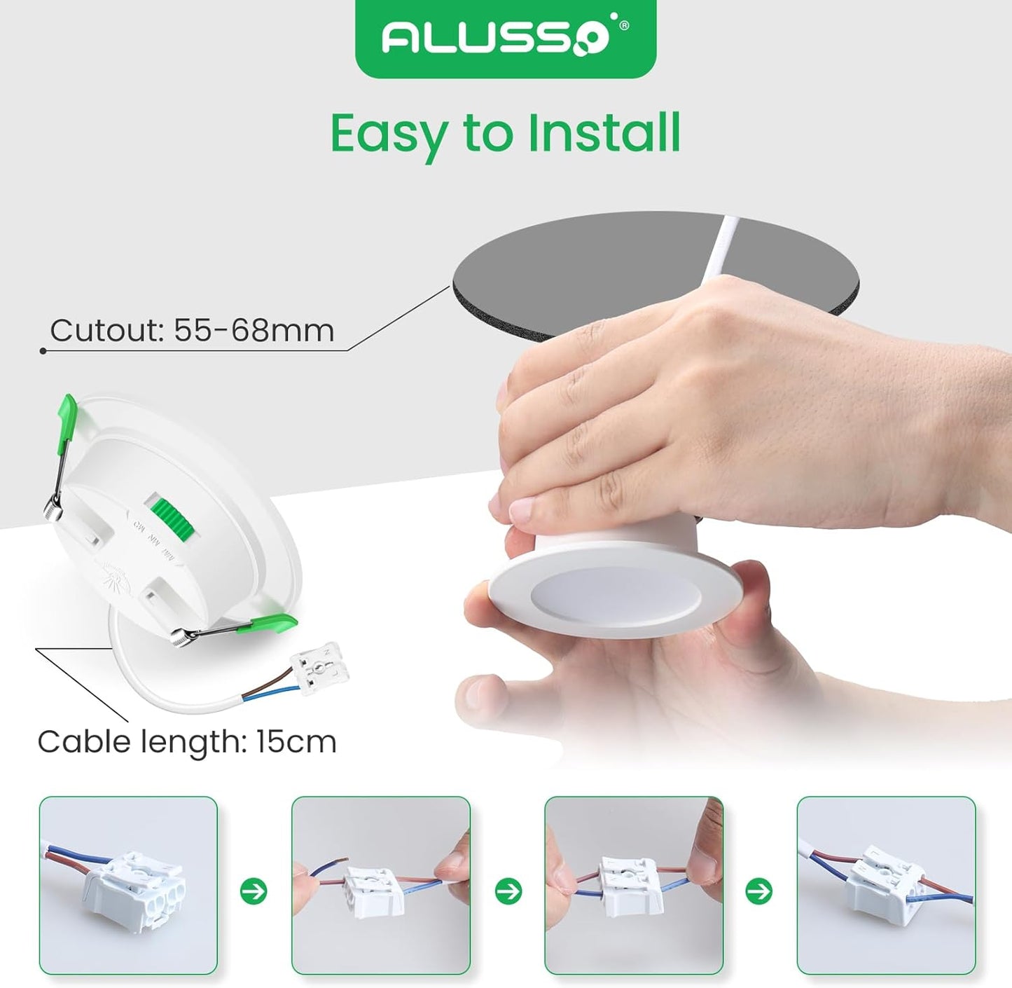 ALUSSO 6-Pack Flat 4W Dimmable IP44 Waterproof LED Ceiling Spotlights, Tri-Color