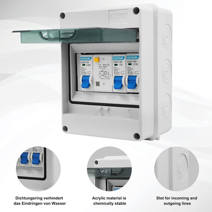 AXOTEN IP65 Surface Mount Fuse Box, 5 Modules, 40A
