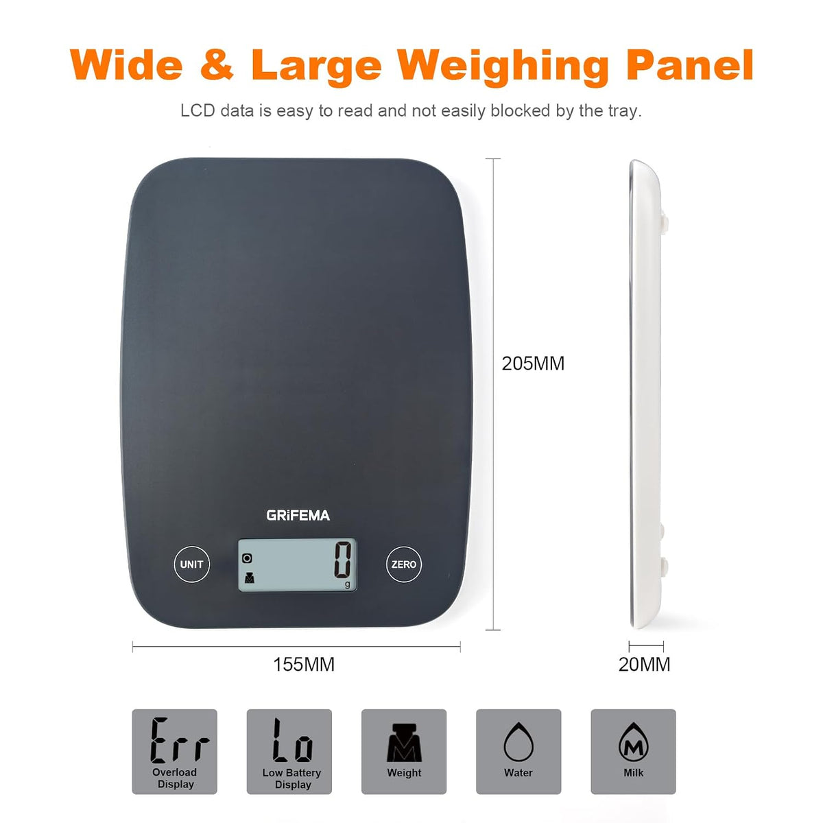 GRIFEMA GA2004 Digital Kitchen Scale 1g-5kg Blue