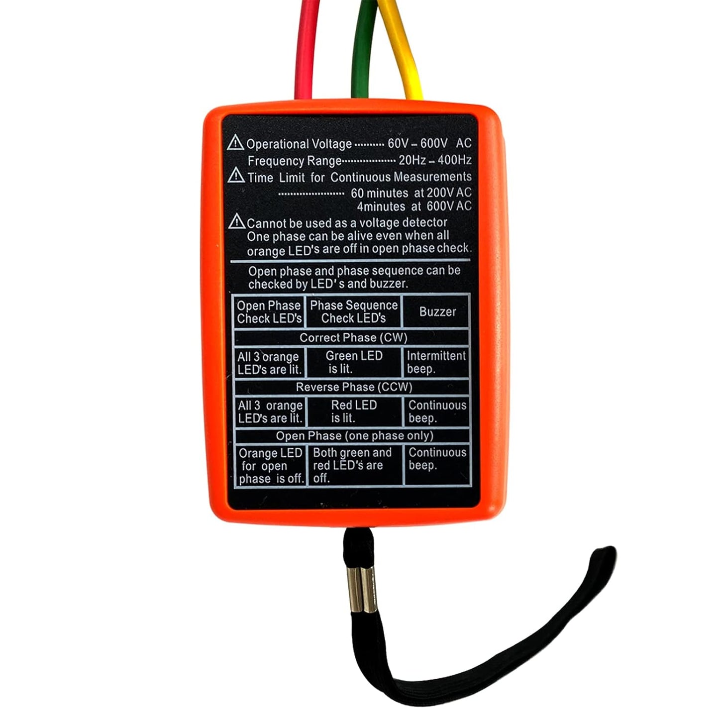 Soonkoda 3-Phase Sequence Tester with LED, Buzzer, 600V