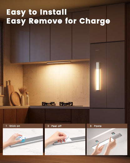 FULEN CL04 Wireless Motion Sensor Closet Light 2 Pack 14.7 Inch 4000mAh Rechargeable Dimmable 3 Color Temperatures White