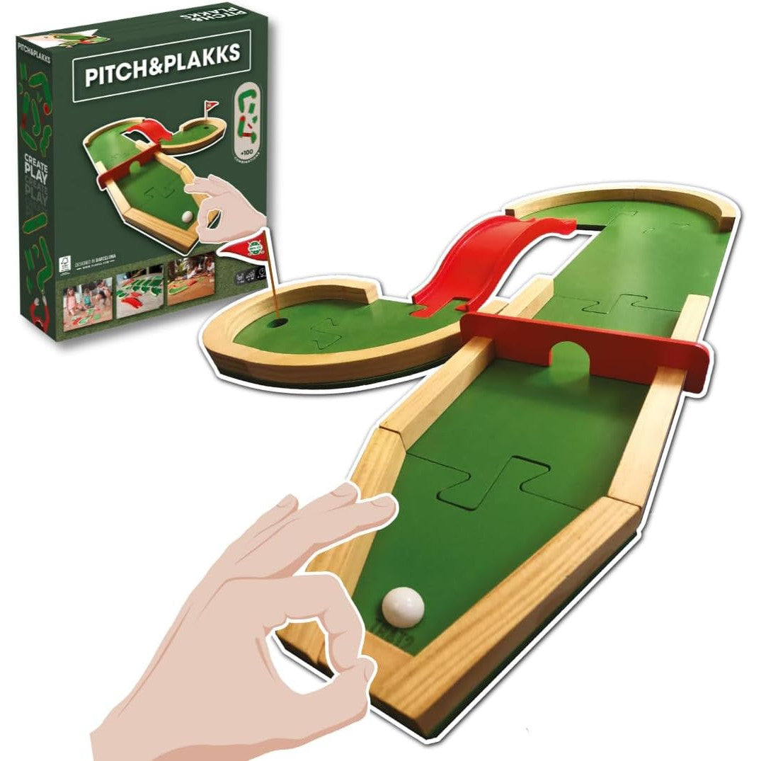 Pitch & Plakks Wooden Mini Golf Board Game Family Fun