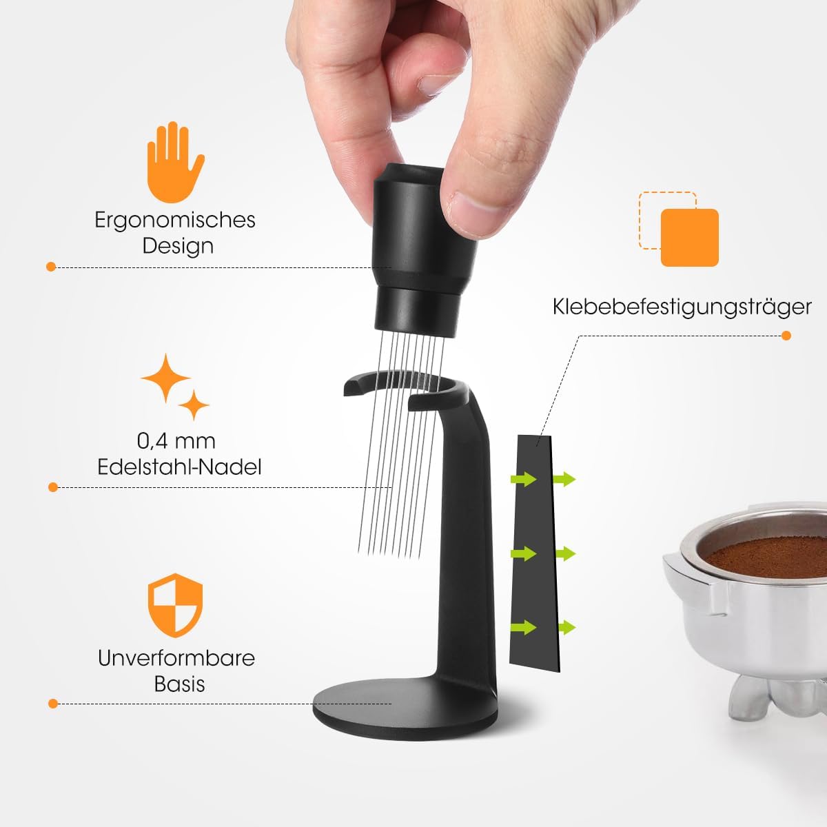 Aieve 0.4mm Needle WDT Espresso Distribution Tool with Magnetic Stand