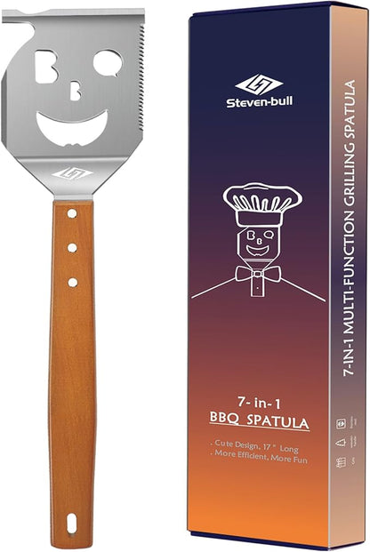 7‑In‑1 17‑Inch Heavy‑Duty BBQ Spatula with Scraper and Bottle Opener