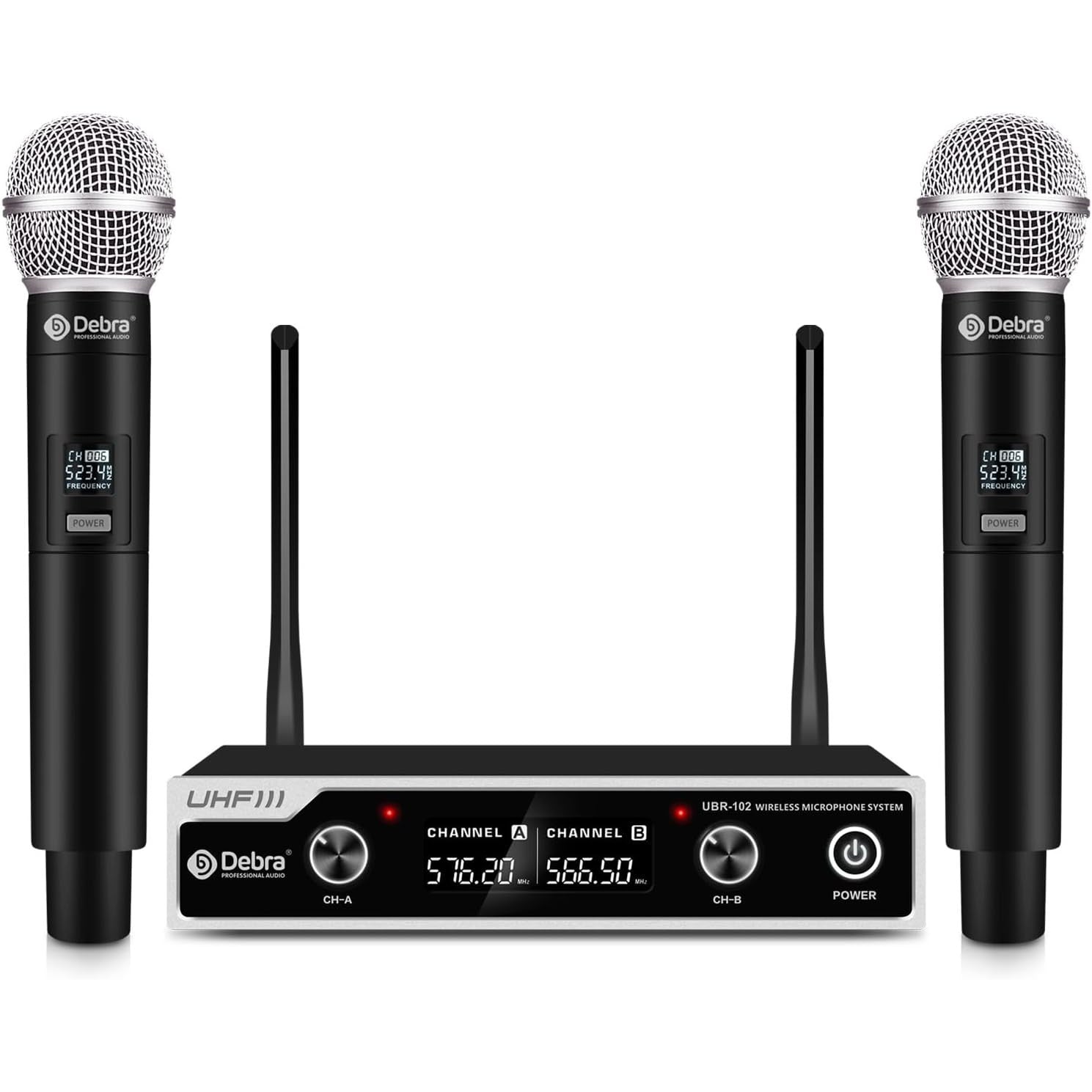 D Debra UHF Wireless Microphone System with Dual Handheld Mics