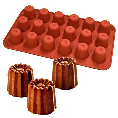Surakey 18-Cup Silicone Madeleine Baking Pan Non-Stick Red