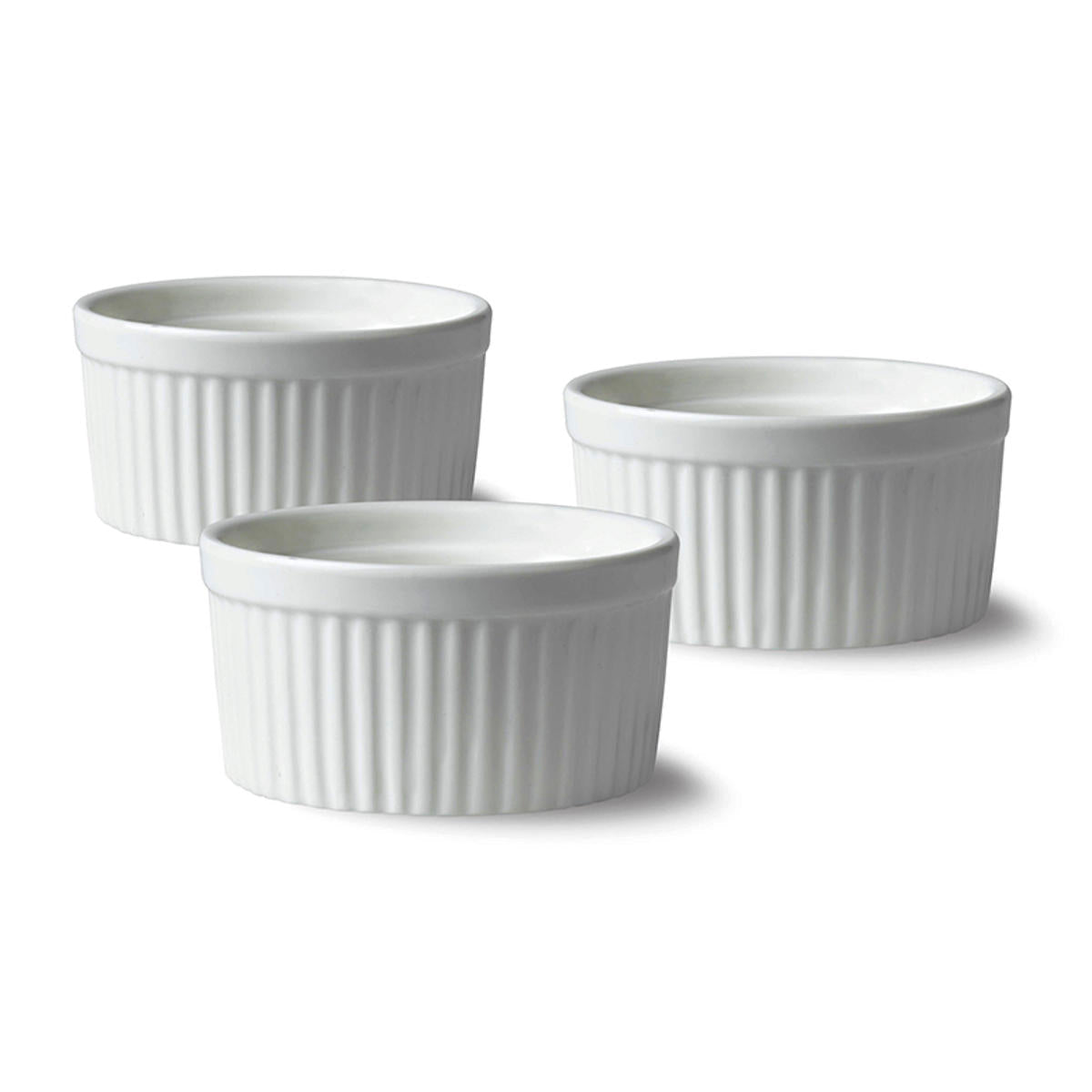 Versatile Round Porcelain Ramekin Set, White, 3.5-inch, 4.4 oz, 3-Pack